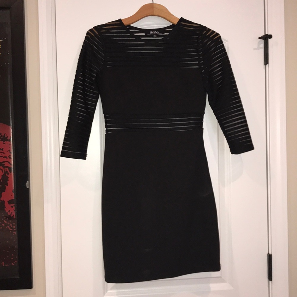 Black mesh midi dress